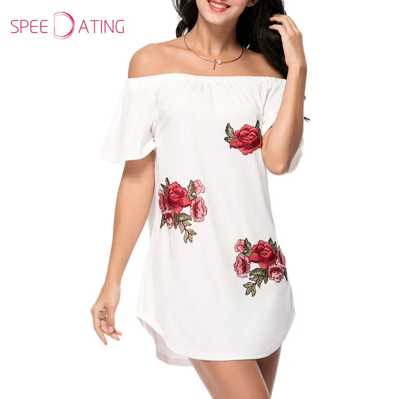 Красивые с открытыми плечами изогнутые подол цветочный патч Цельнокройное