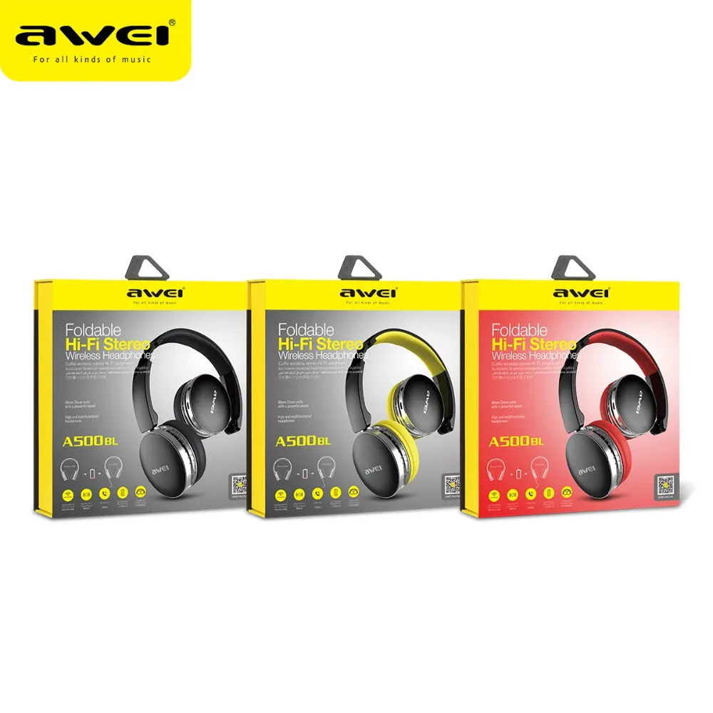 Складные Hi Fi стереонаушники AWEI A500BL с Bluetooth беспроводные наушники Спортивная