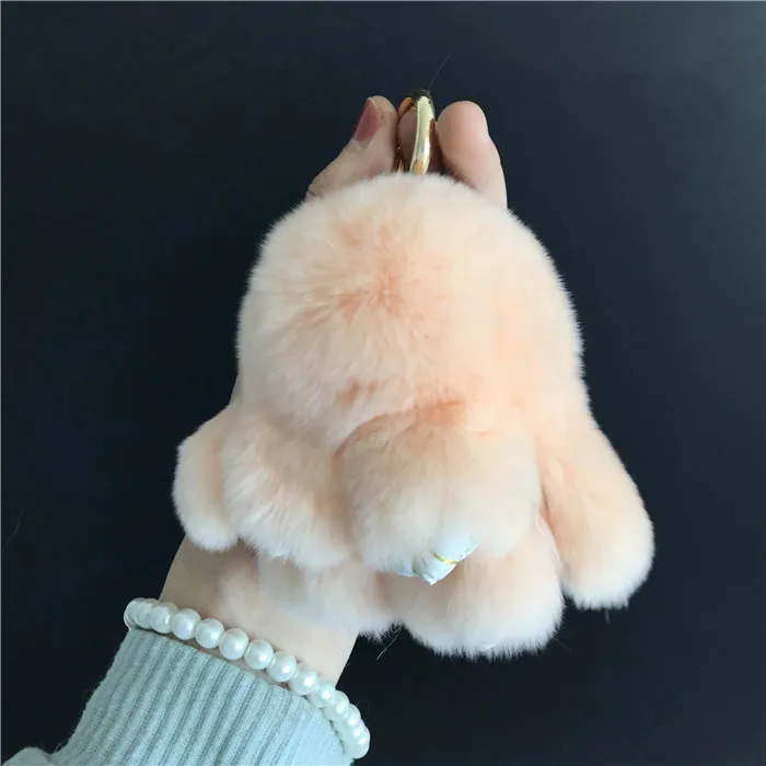 Magicfur- новинка. 10 см мини Настоящий мех кролика кролик игрушка кукольный брелок Настоящий мех кролика сумка брелок - Цвет: peach pink
