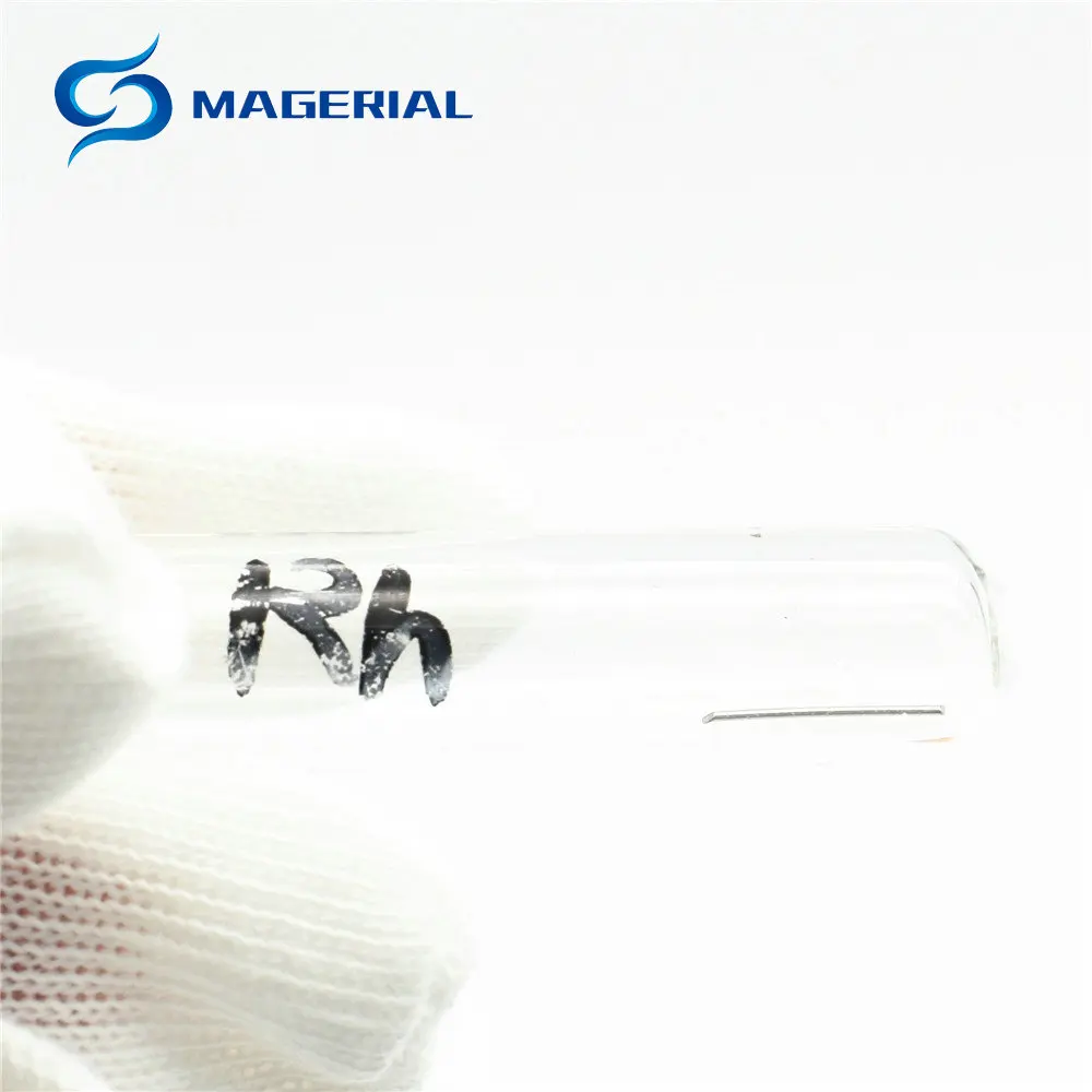 Rh D0.5x10mm Sealed Драгоценный Металл Au Ag Pt Pd Rh Re Ru плотность кристаллов 99.99% чистый для коллекции элементов ручной работы DIY хобби запечатанный в стекле - Цвет: Rh D0.5x10mm Sealed