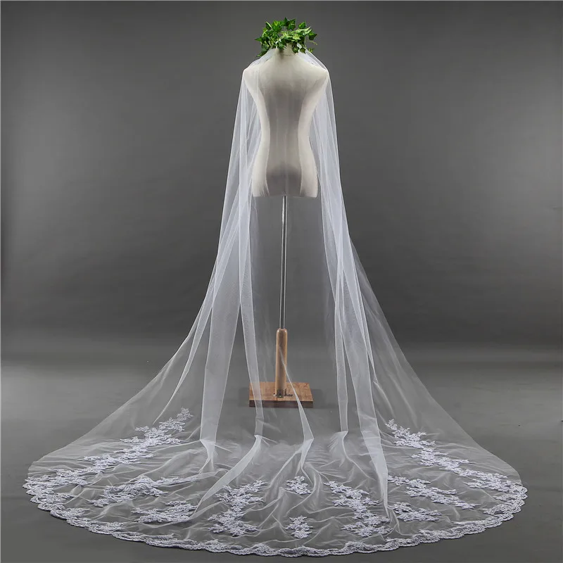 3 м кружево для свадебной вуали Край свадебная вуаль с гребнем один слой