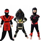 Костюм ниндзя из японского аниме, костюм воина самурая, детская одежда для косплея, карнавала, Хэллоуина, вечеринки черного цвета, фехтовальщика