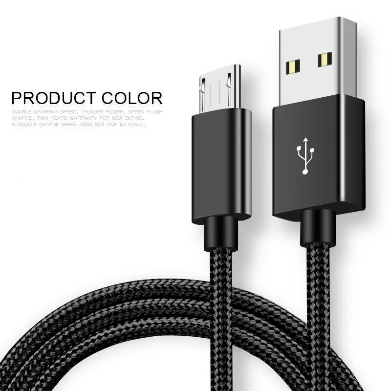 

1M 2M 3FT 6FT Micro USB Cable 2A Fast Charging Durable Nylon Braided Data Charger For Samsung Xiaomi Huawei LG android Phone