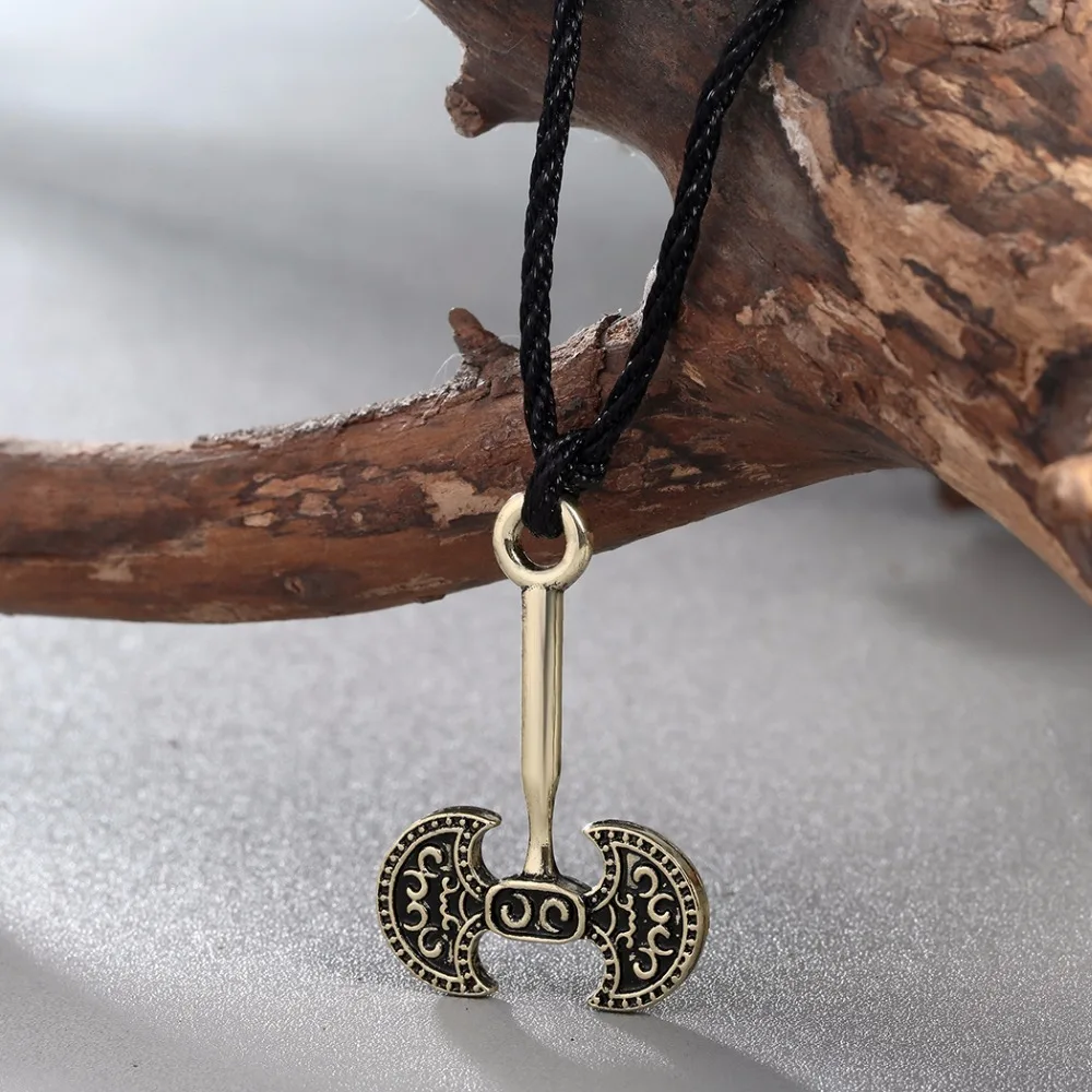 Kinitial античное серебро бронзовое покрытие амулет подвеска с топором викингом