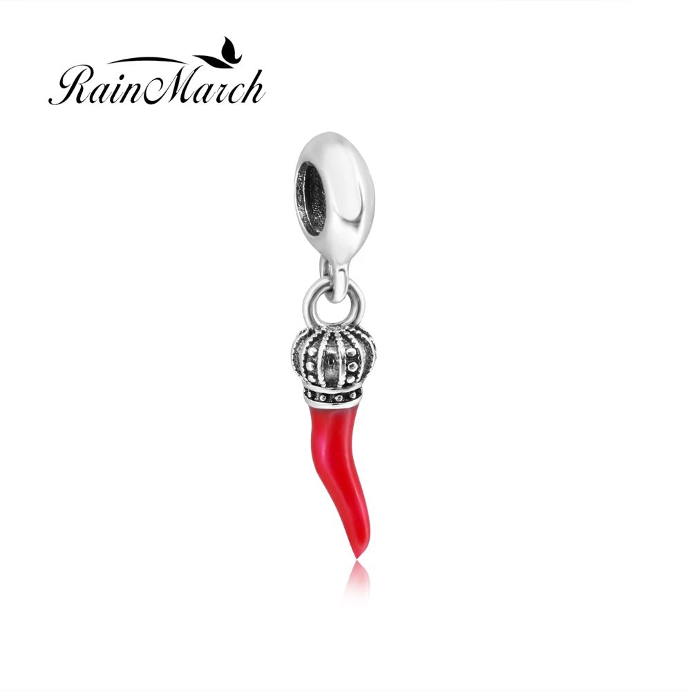 RainMarch красные Серебряные бусы с перцем чили подходят для браслетов Pandora, 925 Серебряные Оригинальные бусины, ювелирные аксессуары