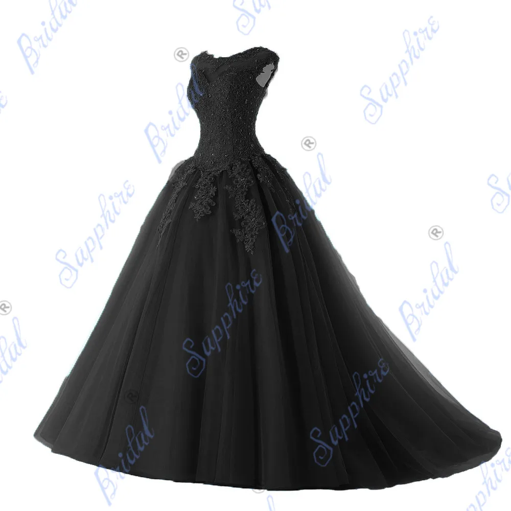 BLF-98-black Сапфир Свадебные Длинные вечерние платья Vestido De 15 Anos De Кепки рукава кружевное платье с открытой спиной цвета морской волны Серебряный пурпурный Расшитое бисером в честь пятнадцатилетия платье - Цвет: BLF-98-black
