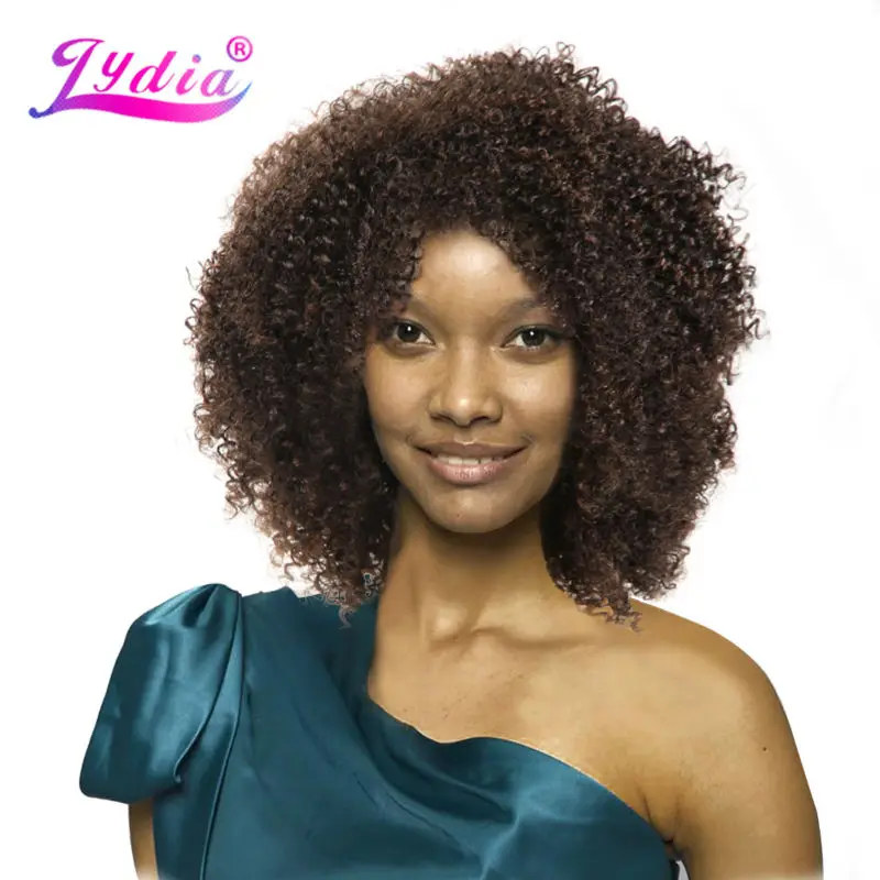 

Lydia Afro Kinky Curly Synthetic Wigs Nature color Short Women Wigs Kanekalon Heat Resistant African American Nature Wigs