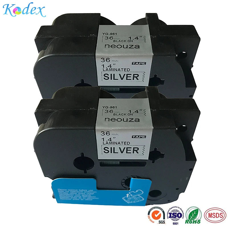 Клейкая лента Kodex 2PK совместимая с Brother P Touch ламинированная TZe TZ 36 мм x 8 м (TZe 961