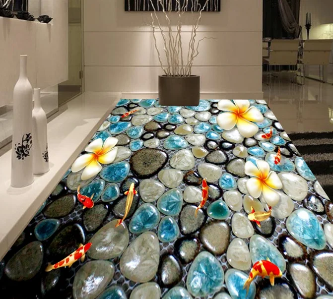 

[Self-Adhesive] 3D Blue Gem Petals 5 Non-slip Waterproof Photo Self-Adhesive Floor Mural Sticker WallPaper Murals Print Decal