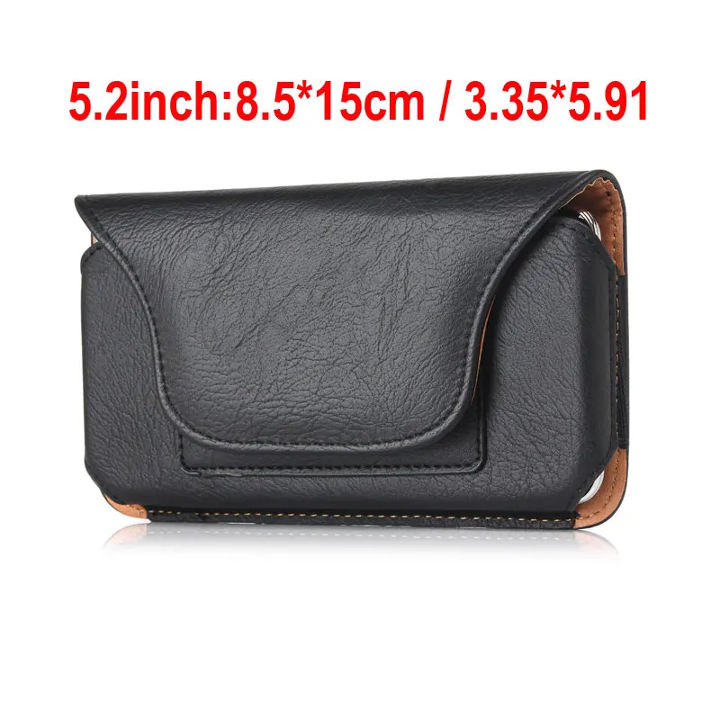 5.2 inch Black Сумки на пояс для мужчин от бренда YIANG из искусственной кожи с рисунком личи, сумка для мобильного телефона, сумка на пояс, модная сумка с зажимом для ремня, кожаная сумка на пояс - Цвет: 5.2 inch Black