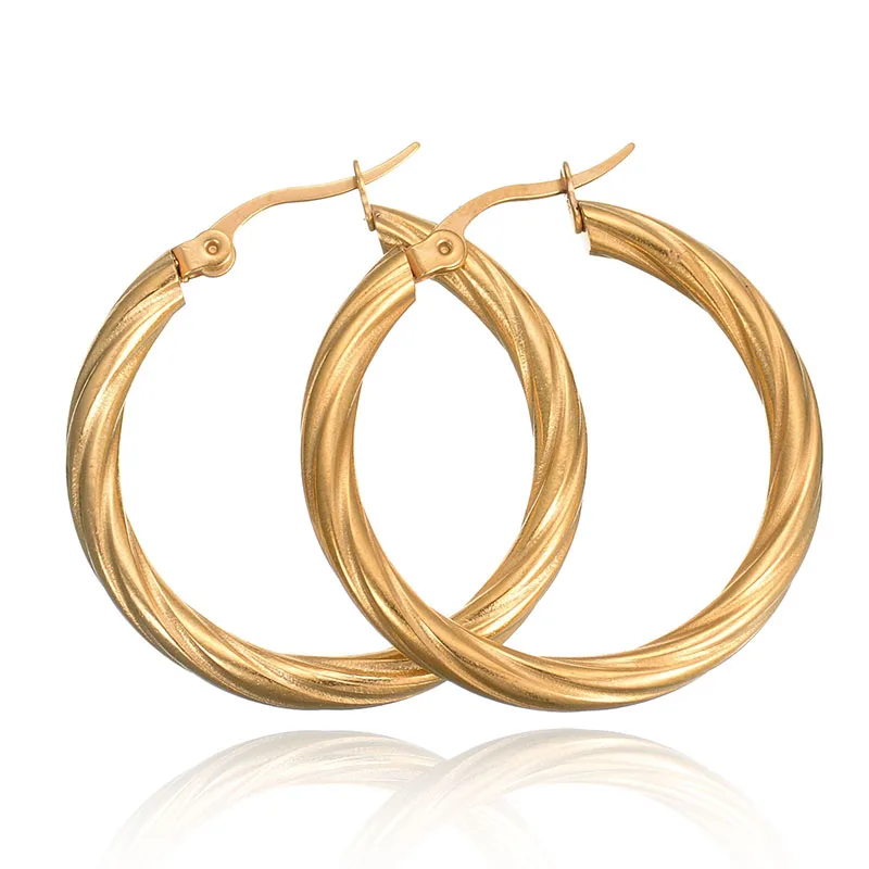 Винтажные папарацци серьги-кольца из нержавеющей стали для женщин золотого