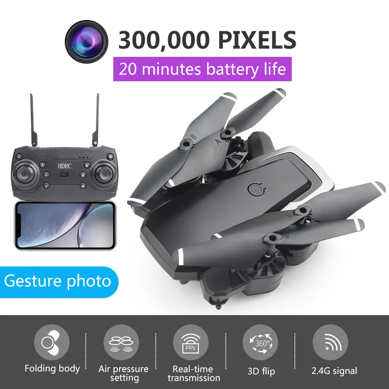 With 0.3MP Camera D8 Дрон с HD 1080P Wifi камерой Квадрокоптер парящий FPV Квадрокоптеры 5MP складной Радиоуправляемый вертолет игрушка для мальчика - Цвет: With 0.3MP Camera