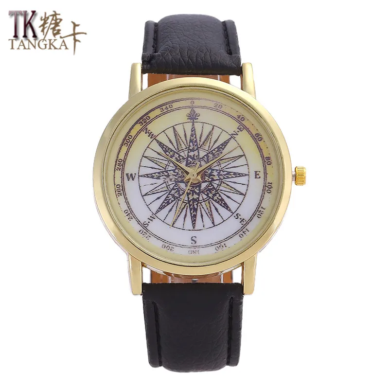TANGKA горячие женские часы Указатель циферблат сплошной цвет кожа игла для ремня