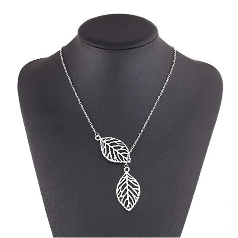 2018 Горячая Мода Позолоченное серебряное ожерелье цепочка простой лист