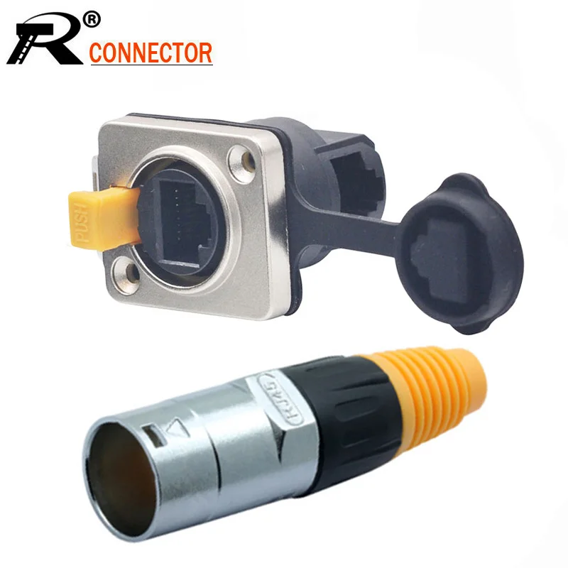 10 шт. водонепроницаемый RJ45 Панель Крепление под прямым углом шасси 8P8C RJ45 Женский Разъем Ethernet штекер разъем водонепроницаемый IP65 разъем