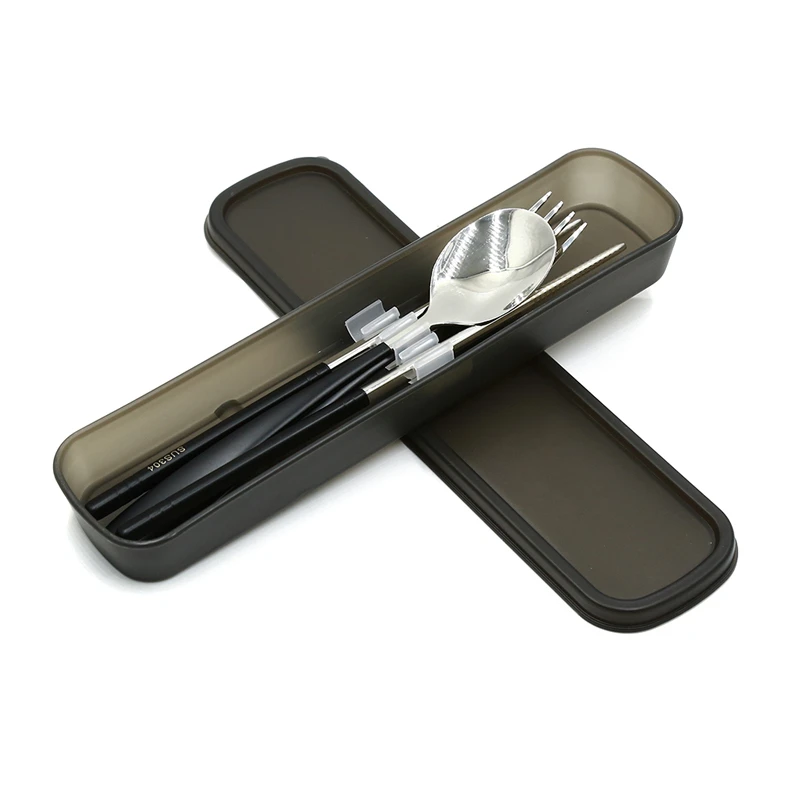 

Candy Color Stainless Steel Cutlery Set Chopsticks Fork Spoon Set Student Adult Chopsticks Box Camping Travel Tableware Set
