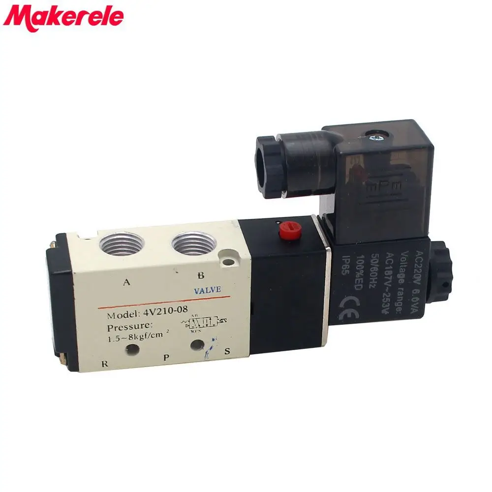 1/4 &quot2 положения 5 портов AirTAC воздушный Соленоидный клапан 220VAC 4V210 08