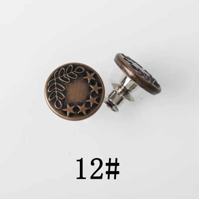No12 17mm 24 различных 1 шт ноготь-бесплатно ноготь талии кнопки регулируемые джинсы кнопки джинсовые пуговицы одежда металлические мужские и женские брюки съемные - Цвет: No12 17mm