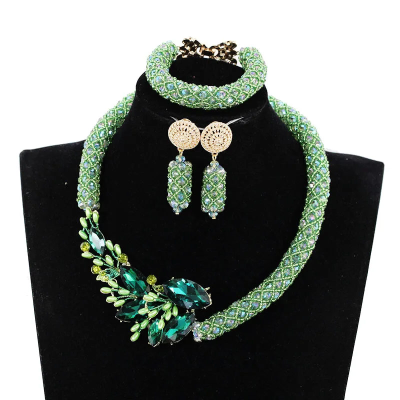 Fabulous Teal Green African Beads Jewelry Set trendy nigerian wedding african beads jewelry set Free Shipping JB069 | Украшения и