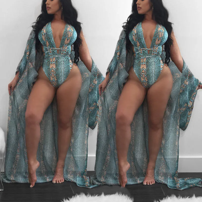 Женские Купальники 2 шт. бикини + кафтан накидка платье женская пляжная одежда