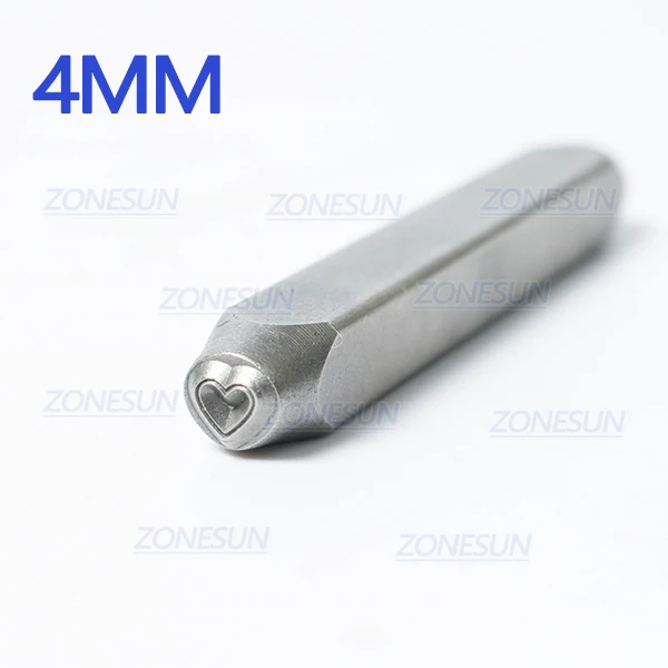 4mm ZONESUN сердце ювелирные изделия штампованная металлическая Алфавит логотип стальные штампы для тиснения инструмент для маркировки штамповка для кожаного кольцо браслет ожерелье - Цвет: 4mm