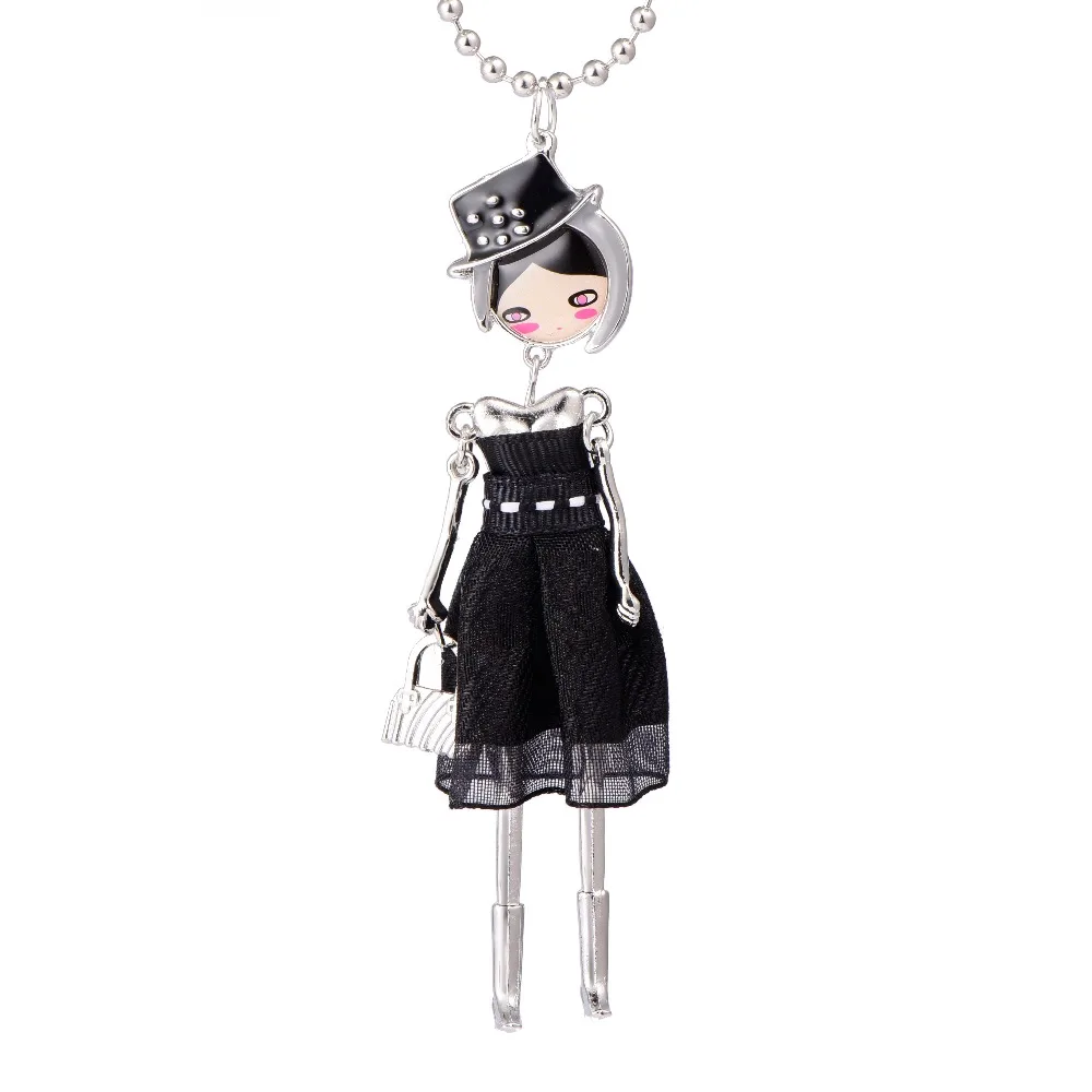 Кукольное ожерелье платье ручной работы кулон в виде париской куклы трендовые