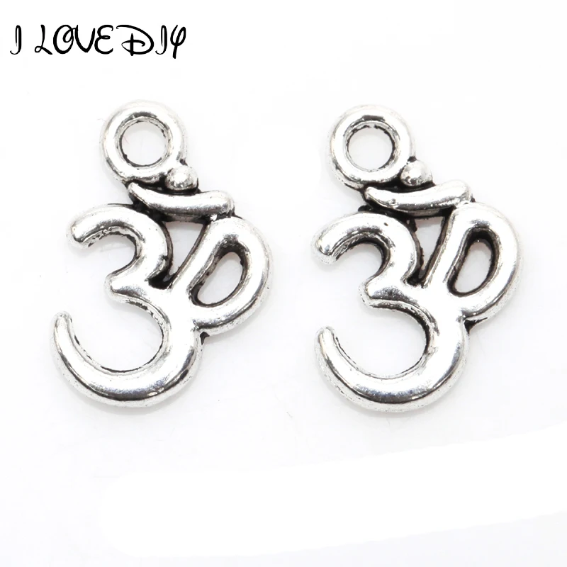 100 шт. античный серебряный Ом знак йоги Будды 3D Подвески раскопки 16 мм для