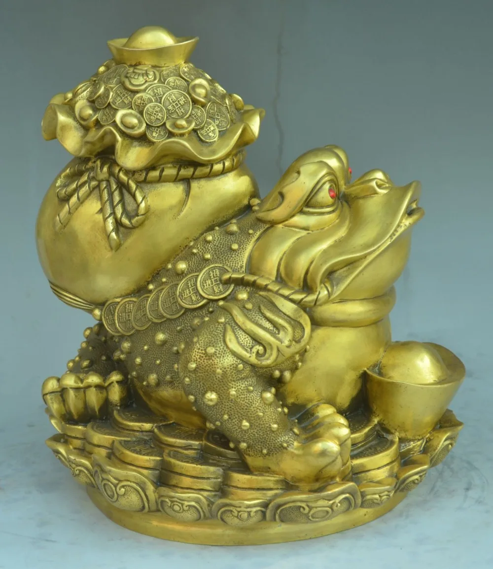 11" Chinese Copper Feng shui Animal Money Yuan bao Toad Statue | Дом и сад