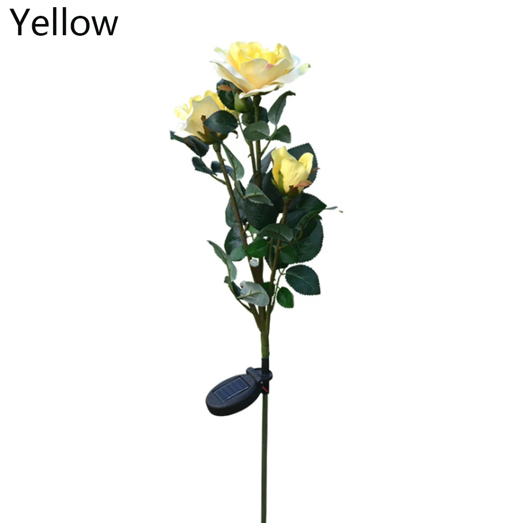 yellow Открытый светодиодный светильник на солнечных батареях, водонепроницаемый светильник с розами, легко устанавливается для дома, сада, двора, газона, дорожки, украшения - Испускаемый цвет: yellow
