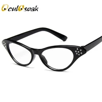 classic cat eye retro spectacle frame diamond studded quincunx prescription eyewear sunglasses women oculos de grau