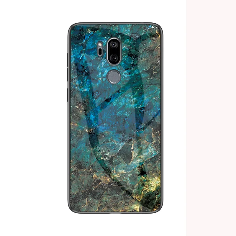 Для LG G7 чехол из мраморного закаленного стекла Мягкий силиконовый задняя крышка