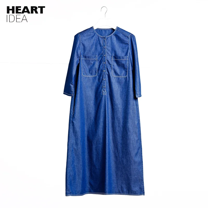 Платье LYNETTE'S chinoisery летнее женское средней длины с пятым рукавом из джинсовой