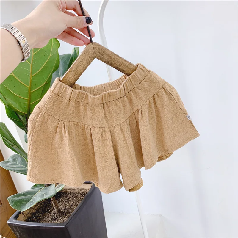 2019 г. Летние повседневные хлопковые льняные шорты с высокой талией для маленьких