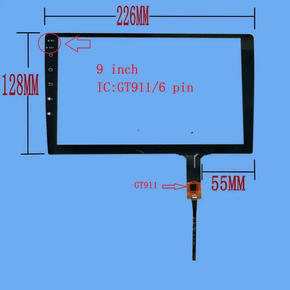 226*128 9 дюймовый android навигатор с сенсорным экраном IC:GT911 6 контактный|ЖК-экраны и