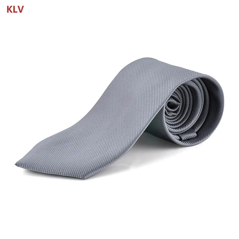 KLV Модные Классические однотонные простые Галстуки жаккардовые тканые мужские шелковые костюмы Галстуки Галстук