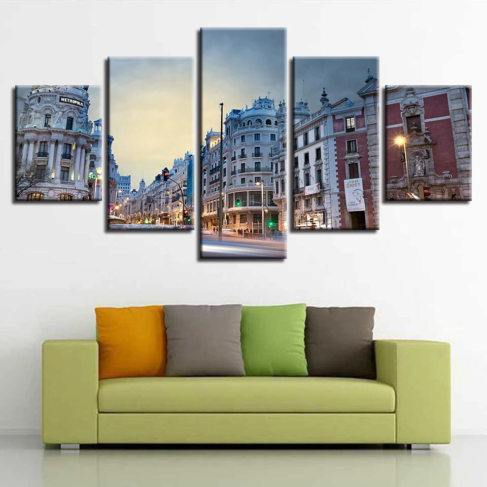 Холст фотографии Wall Art Framework Гостиная Home Decor 5 шт. испанский здание пейзажная