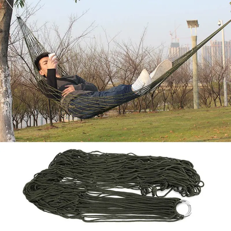 

1pc Of Portable Mesh Hammock Nylon Swing Hang Net Sleeping Bed Hamaca For Outdoor Travel Camping Garden Hamak