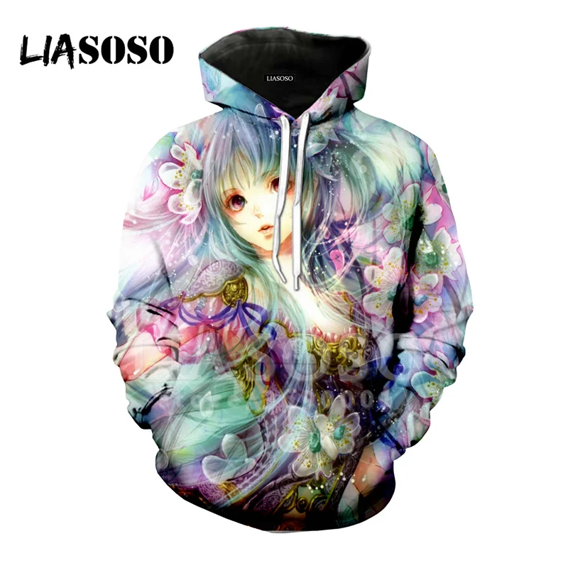 LIASOSO Модные мужские s 3d толстовки с принтом женские повседневные уличные Harajuku