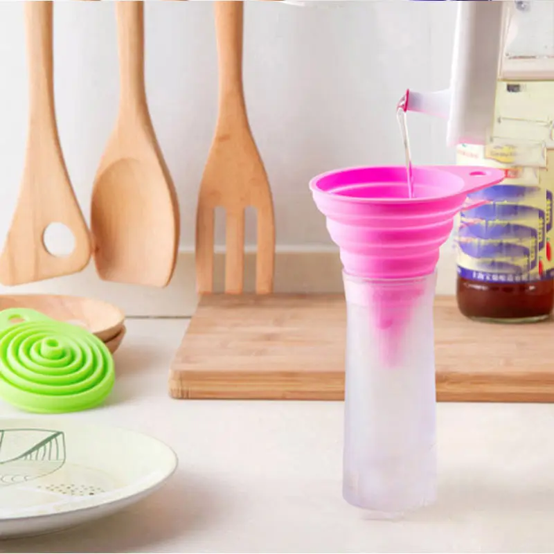 1 шт. милая Воронка карамельного цвета бытовая телескопическая силиконовая мини