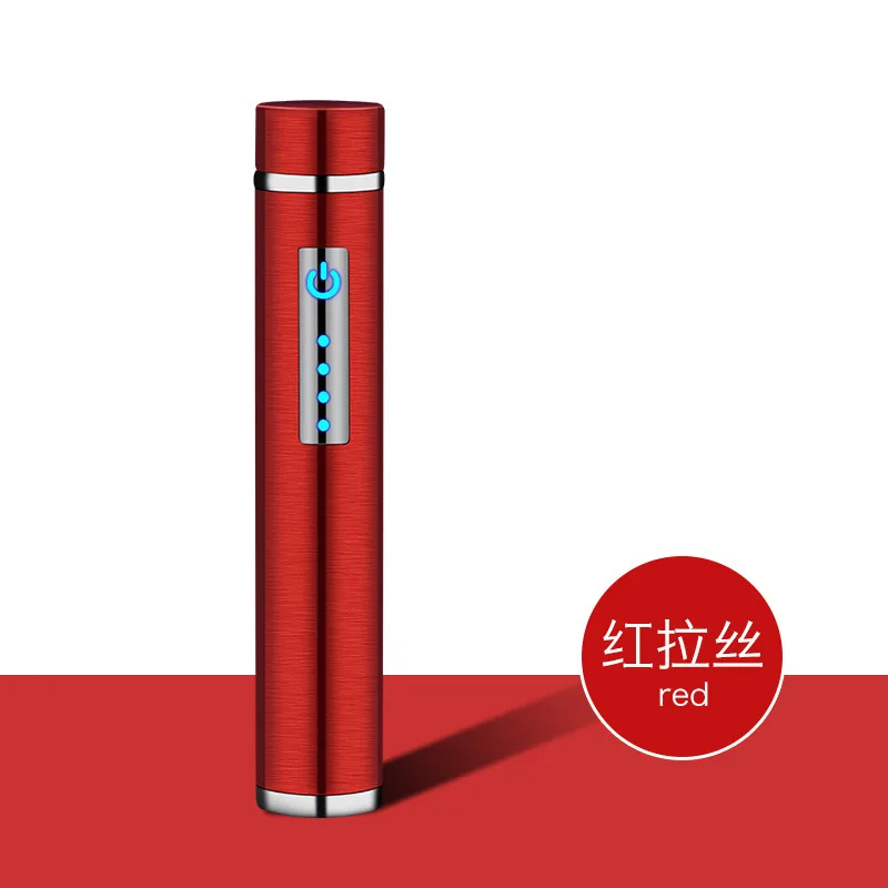 Red Мини двойная дуговая плазменная Зажигалка цилиндрическая электрическая зажигалка перезаряжаемая USB зажигалки защищенный от ветра для курения аксессуары - Цвет: Red