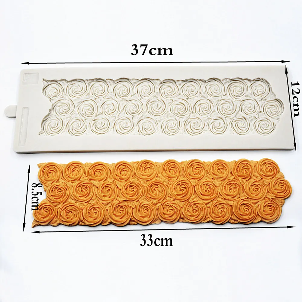 Rose Flower Swirl Border Pattern Silicone Mold Lace Fondant Wedding Cake Decoration Candy Baking Tools Chocolate | Дом и сад