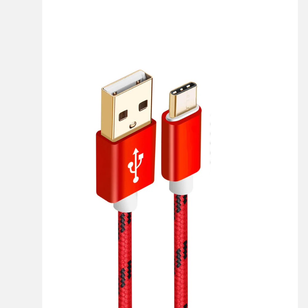 Нейлоновая оплетка USB Type C 1 м металлический кабель c быстрая зарядка макс. ток 2 А к