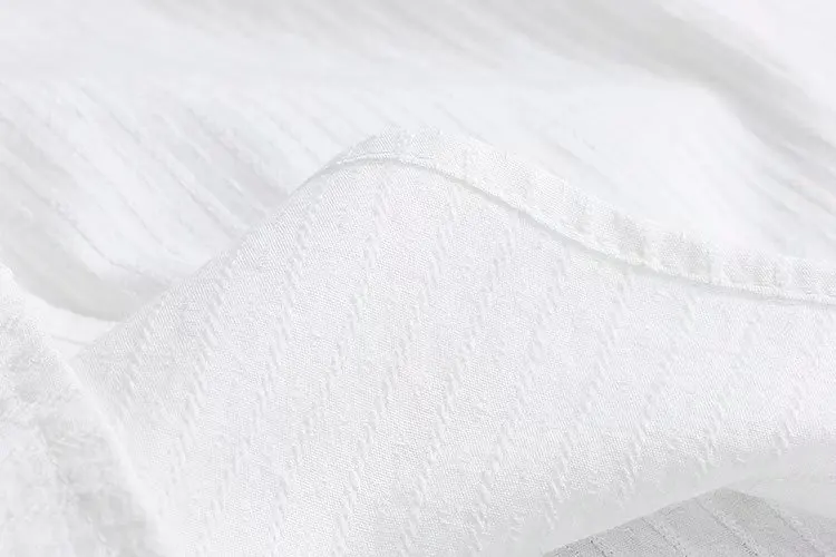 4XL Плюс Размер Женская одежда с o-образным вырезом весенние женские топы и блузки жемчужный принт девять четверти рукав белая рубашка в полоску
