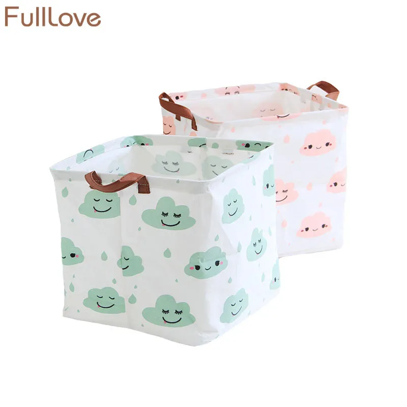 33*33*31cm Nordic Storage Baskets for Toys Cartoon Cloud Printed Sundries Clothes Organizer Folding Fabric Dirty laundry Basket | Дом и сад