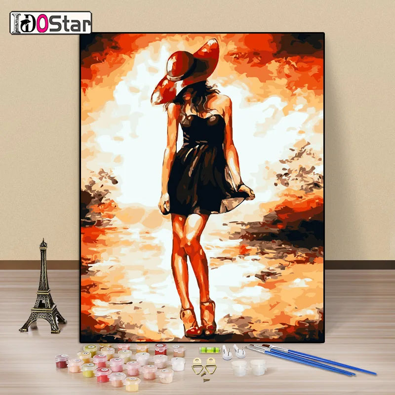 Безрамная картина по номерам с счастливой девушкой Новое поступление ручная