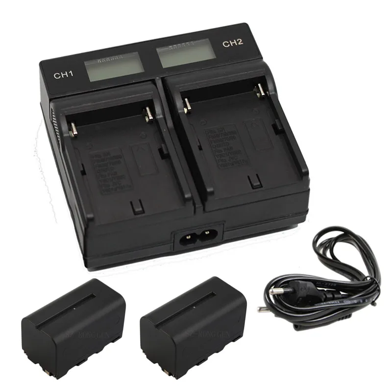 Аккумуляторы NP F770 np f750 NPF770 750 2 шт. аккумулятор 4400 мА · ч зарядное устройство FM50 для