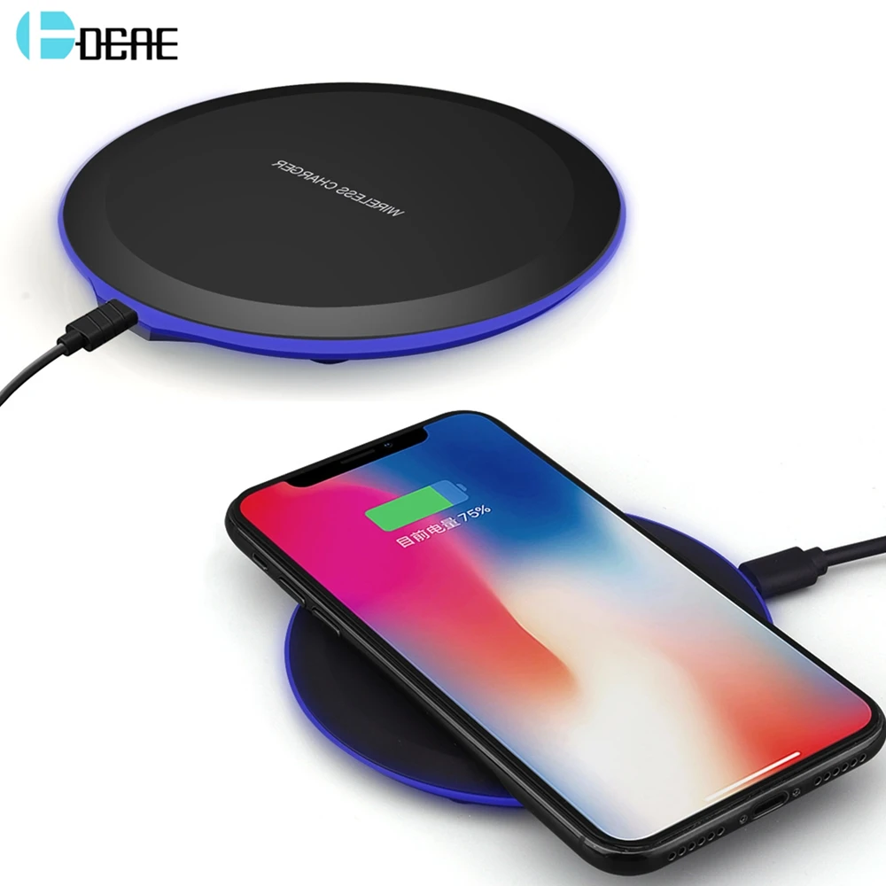 Беспроводное зарядное устройство DCAE QI для iPhone X 8 XS Max XR samsung S10 S9 S8 Plus Xiaomi Mi 9 Беспроводная зарядная док-станция