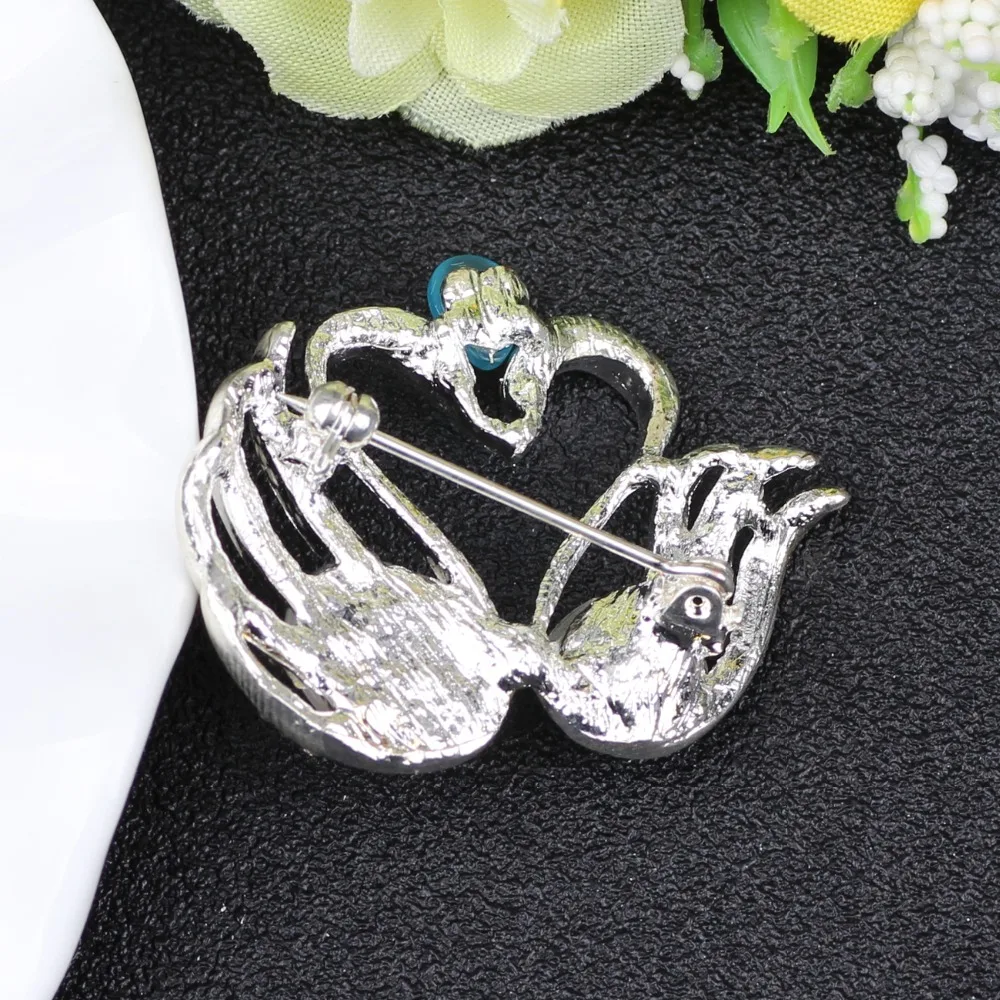 WEVENI Rhinestone Swans Brooch For Women Crystal Brooches Pin Collar Scarf Decoration New Fashion Animal Jewelry Accessories | Украшения и