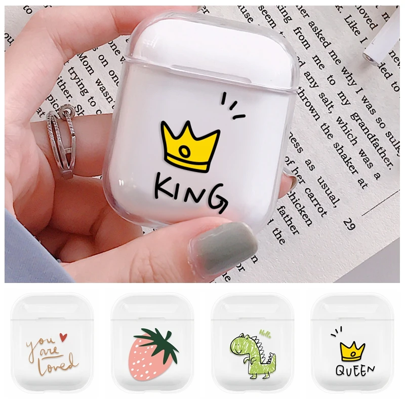 Модный жесткий чехол King queen для Apple AirPods, беспроводные Bluetooth наушники, защитный чехол с рисунком для Airpods, зарядная коробка
