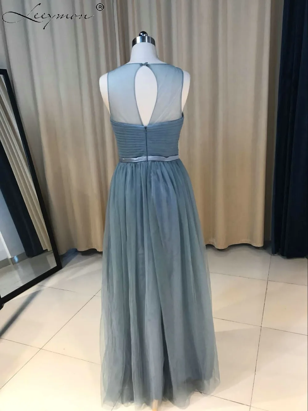 New A-line Dark Gray 3 Styles Halter Tulle Long Bridesmaid Dresses Zipper Back Dress For Ladies Custom Made | Свадьбы и торжества